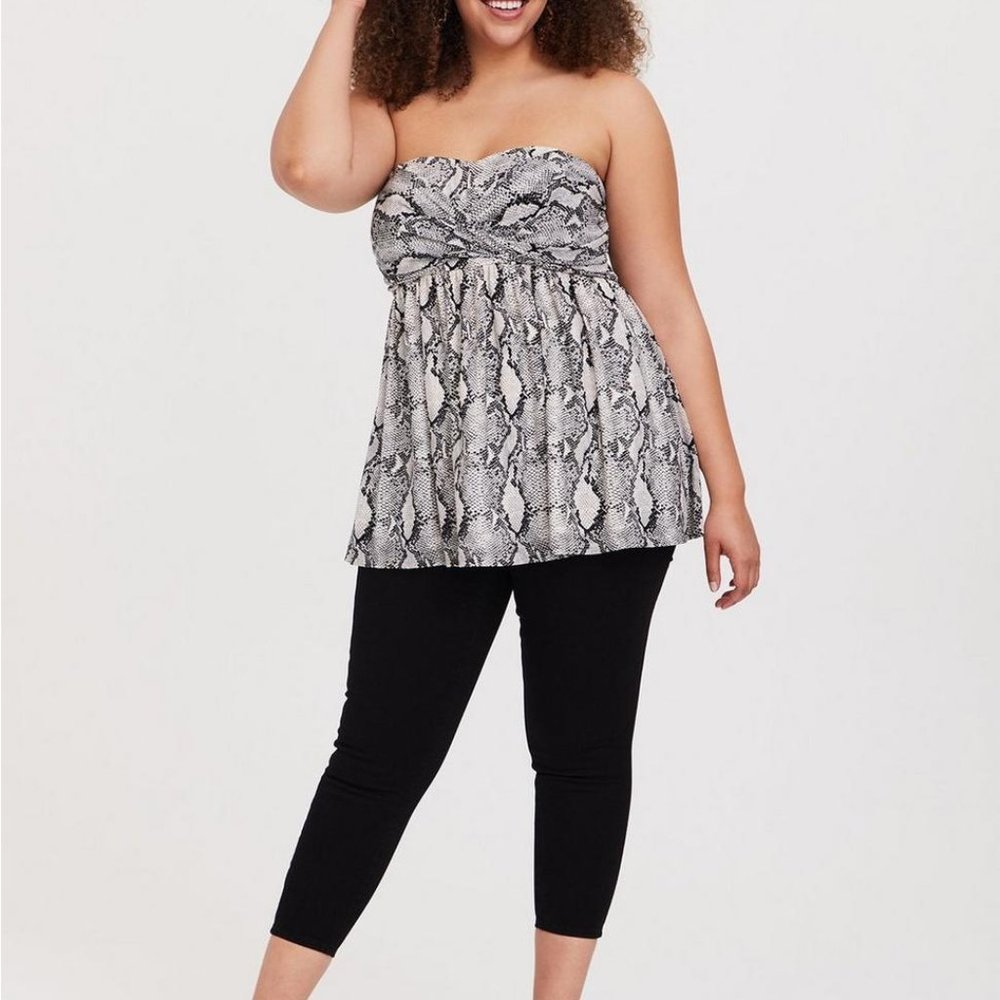 Torrid Mesh Strapless Twisted Babydoll Tunic Top 4